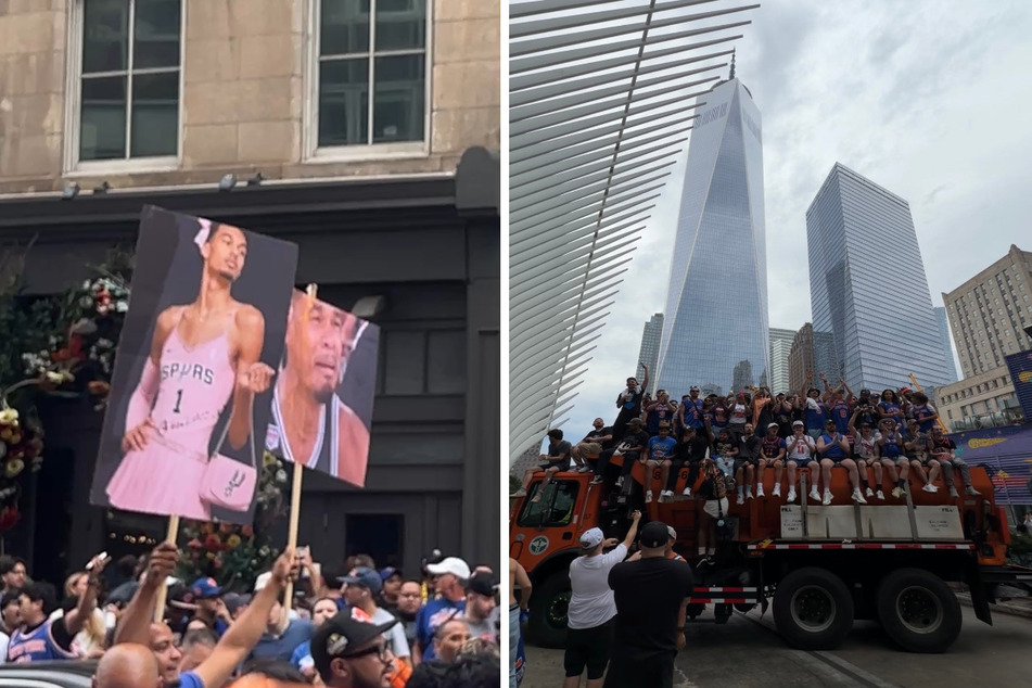Knicks fans anticipated the parade along the route in lower Manhattan on Thursday morning.