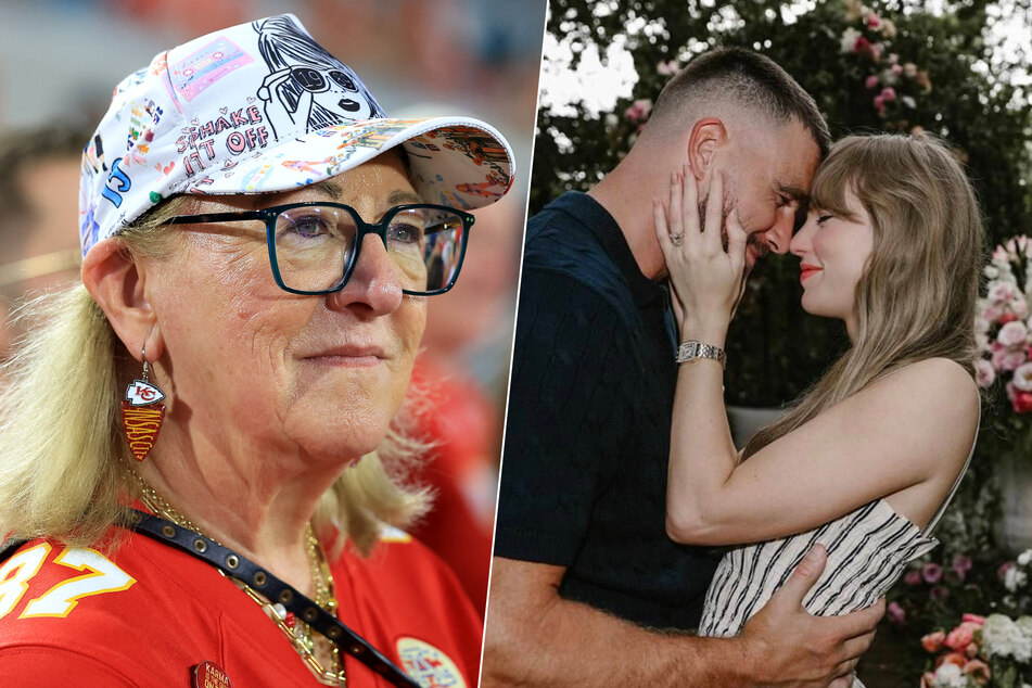 Donna Kelce (l.) dished on her son Travis' wedding to Taylor Swift (r.) in a new interview with TMZ.