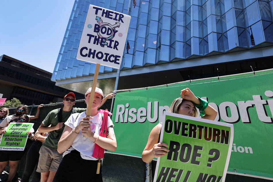 Protesters in Los Angeles marched against the Supreme Court's decision.