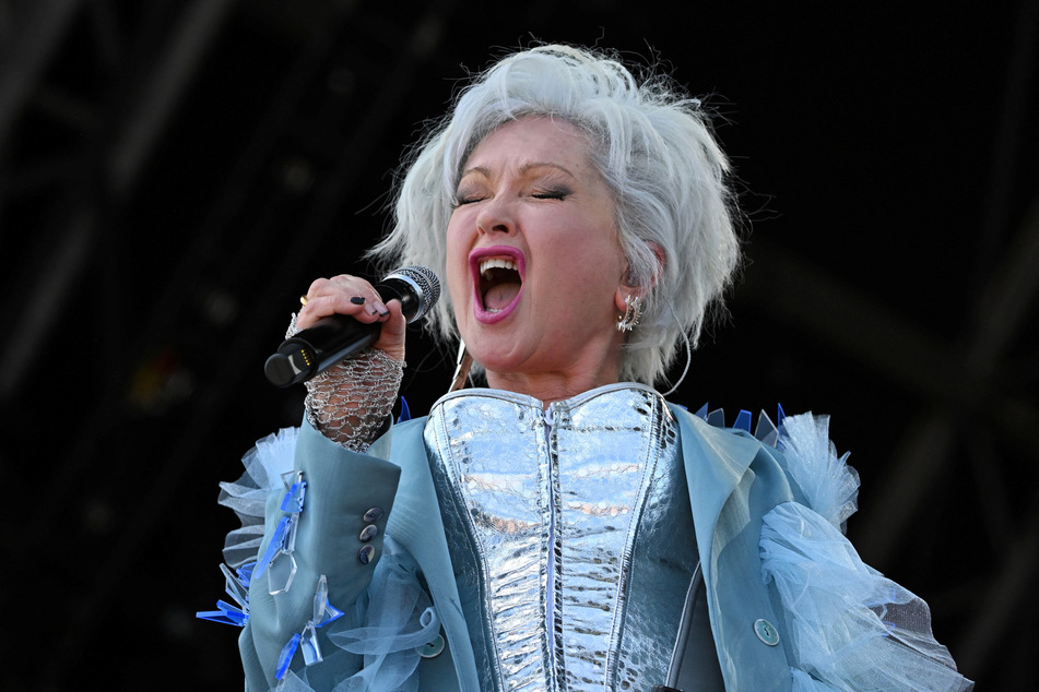Cyndi Lauper performs on the Pyramid Stage during the Glastonbury Festival at Worthy Farm in Pilton, Somerset, UK.