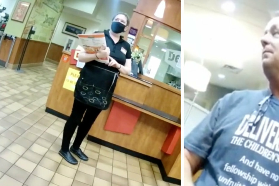 The waitress politely greeted the two guests, but they refused to wear a face mask.