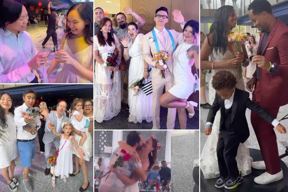 Hundreds of couples on Saturday got the chance to live out this wedding fantasy at Lincoln Center's The Wedding: New York's Biggest Day.
