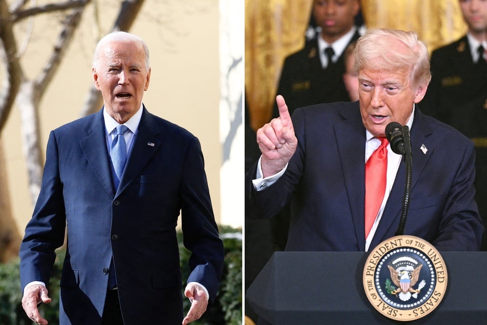 In a Happy Easter message shared on social media, President Donald Trump (r.) used the opportunity to criticize former President Joe Biden (l.)