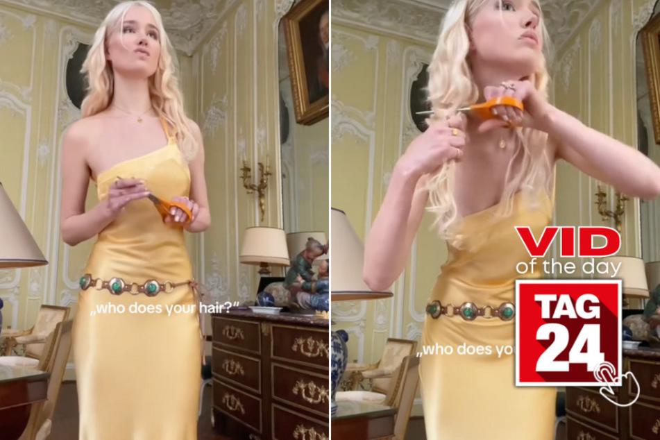 Viral Video of the Day for January 21, 2024: Influencer takes extreme measures to match hair with dress