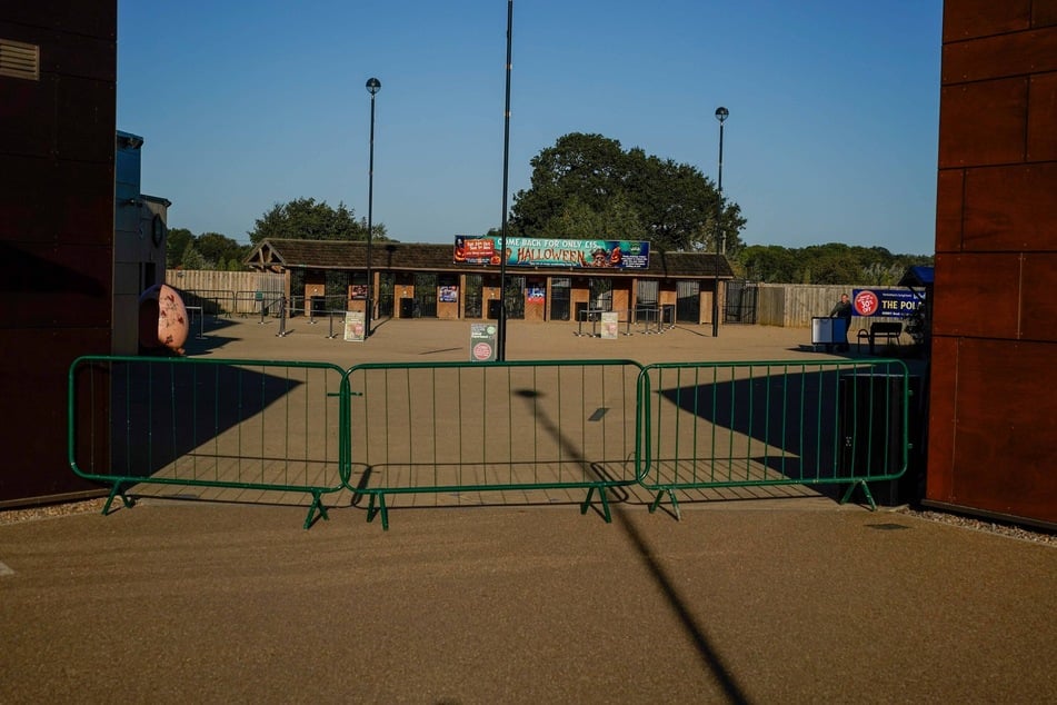 Barriers stand at the entrance to Yorkshire Wildlife Park in Doncaster, UK, which is closed following the death of a man who was mauled by a tiger after entering its enclosure.