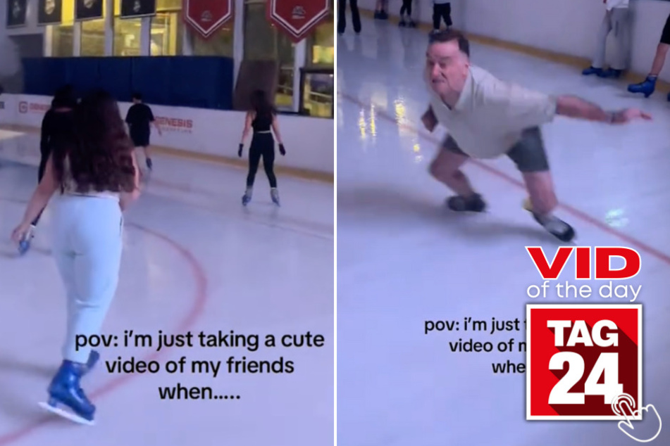 In today's Viral Video of the Day, a girl was trying to film a cute skating video with her friends when suddenly... an older guy dropped some serious moves!