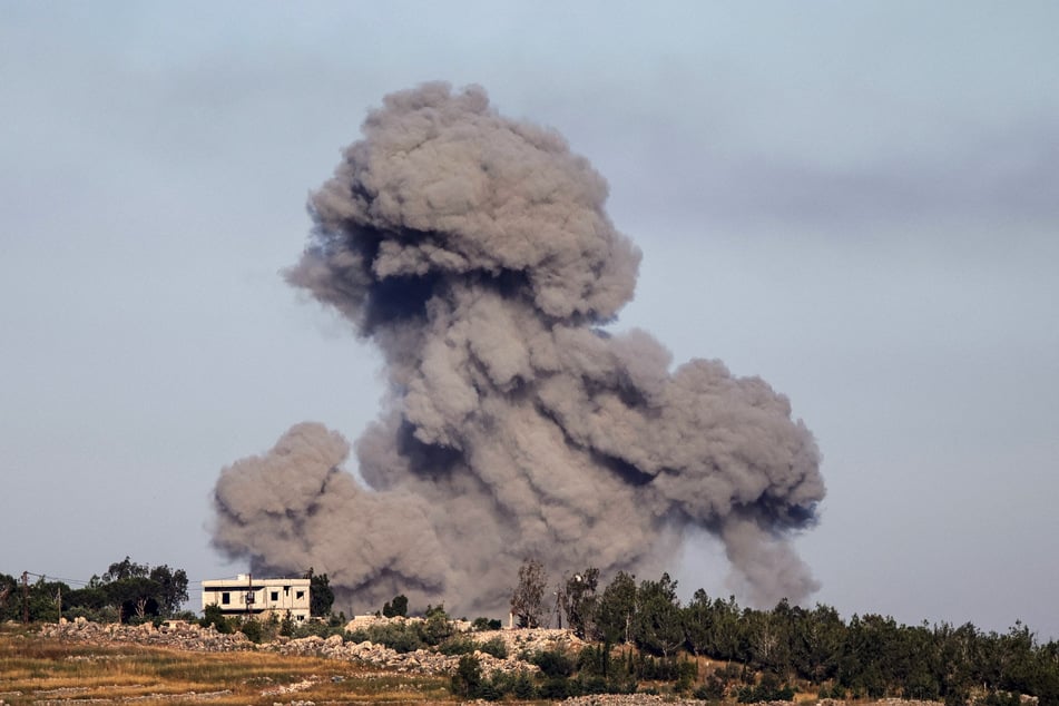 Smoke rises after an Israeli airstrike on the village of Arnoun, Lebanon, on May 31, 2026.