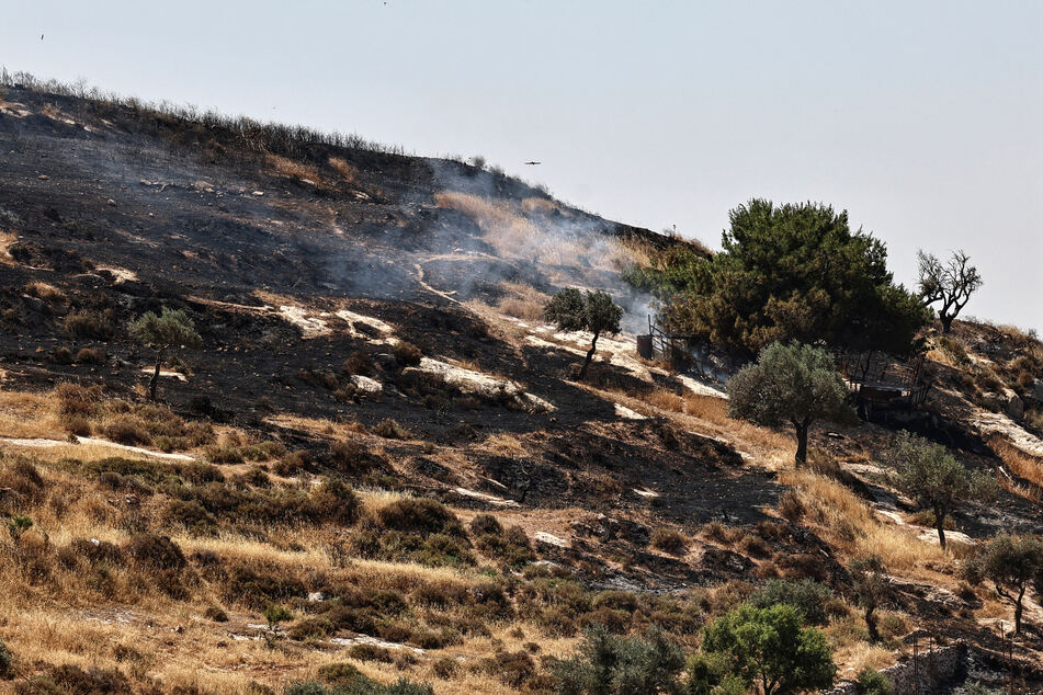 Smoke rises after Israeli settlers reportedly set fire to agricultural fields surrounding the village of Taybeh, in the Israeli-occupied West Bank, on June 10, 2026.