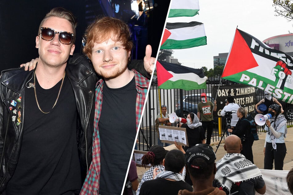 Macklemore (l.) was dropped from Ed Sheeran's tour over his on-stage comments in support of Palestine, a move that received swift backlash.