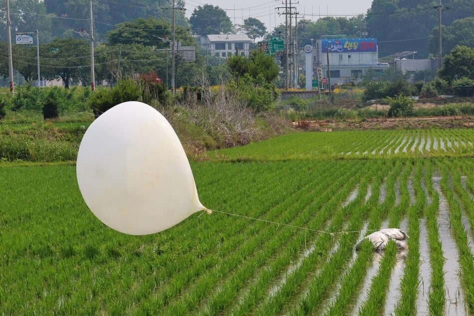 A balloon believed to have been sent by North Korea lands in Incheon in the South.