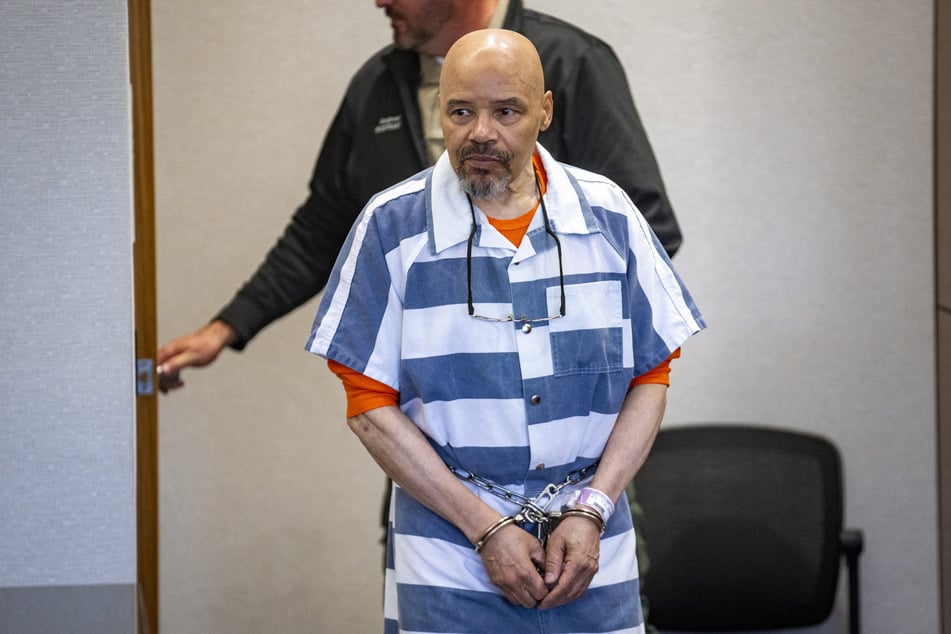 Douglas Carter, who has been on death row in Utah since 1985, arrives at his bond hearing. Carter has been released after decades behind bars.