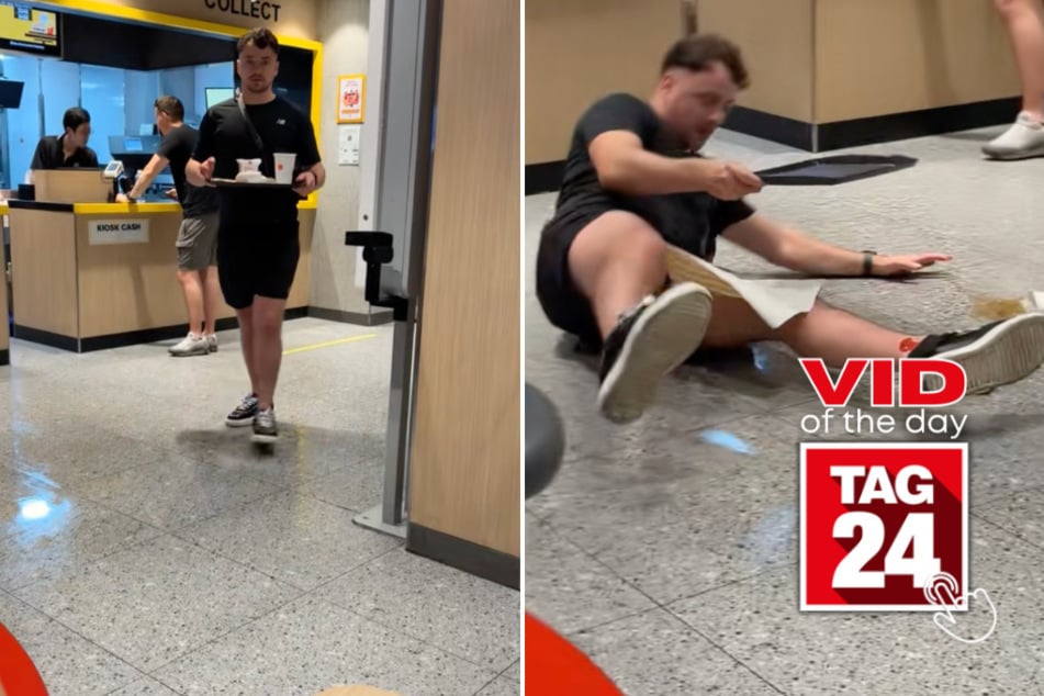 Viral Video of the Day for March 30, 2026: Man drops entire McDonald's tray in cartoonish slip!