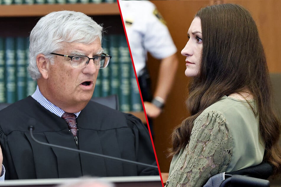 Judge William Sullivan (l.) and Lindsay Clancy appear in court during Clancy's murder trial. Clancy's legal team is awaiting response from the Supreme Court for a stay on the mistrial ruling.