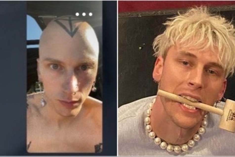 On Tuesday, Machine Gun Kelly debuted a shocking new hair do and tattoo on his IG story.