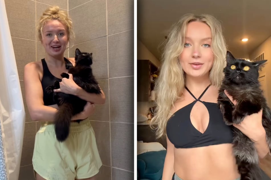 Cat takes shower with owner – and stays totally calm: "The most desensitized cat from Craigslist"