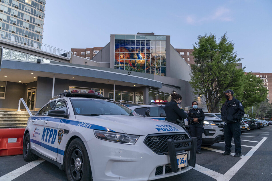 Glass doors and windows were smashed at the Riverdale Jewish Center in New York City.
