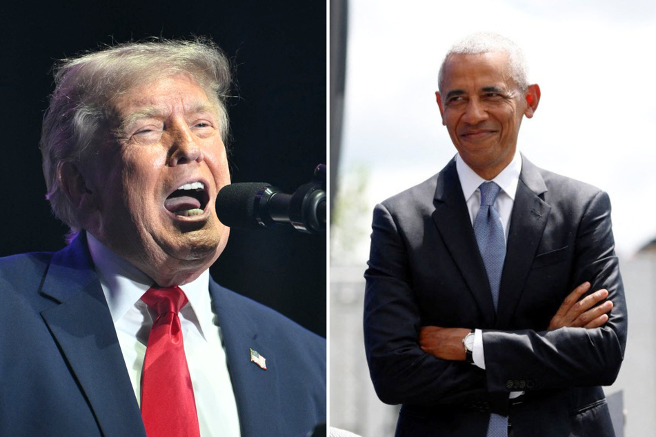 During a recent interview, Barack Obama (r.) shared his thoughts on why he believes President Donald Trump appears "obsessed" with him after all these years.