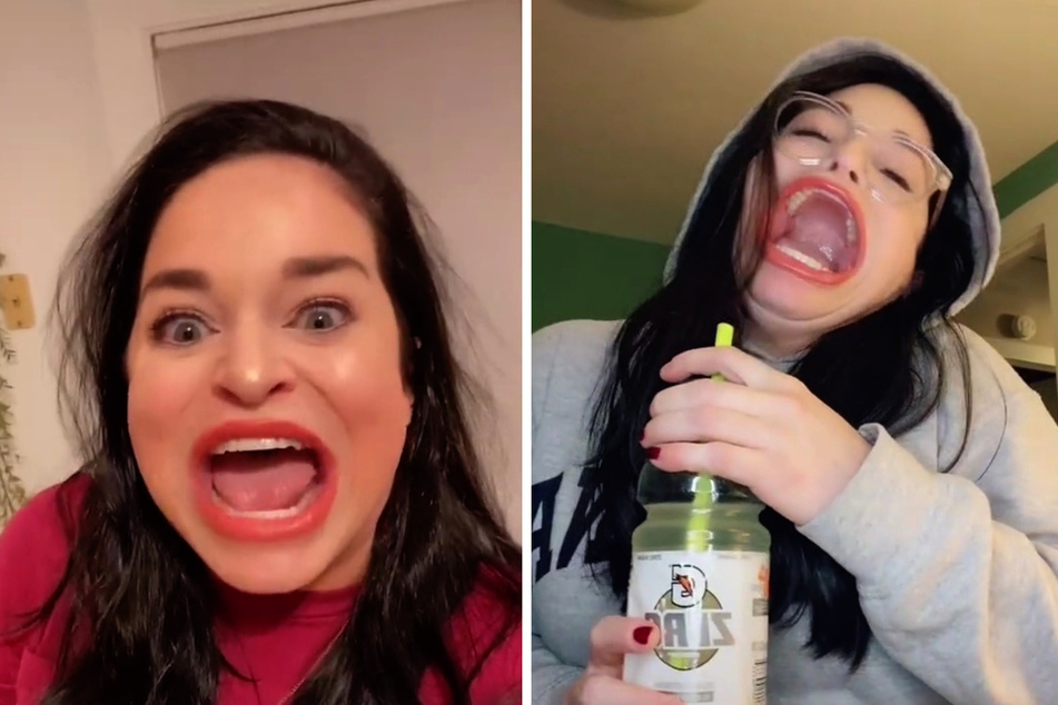 Most of the time, Sam Ramsdell eats food for her fans, showing off her giant mouth.