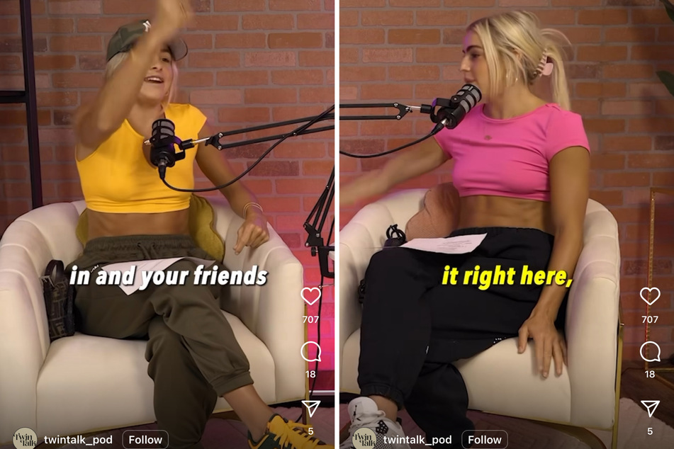 In their recent podcast episode, Hanna Cavinder (l.) called out a girl called Jill who stirred up drama between her twin, Haley, and a guy.