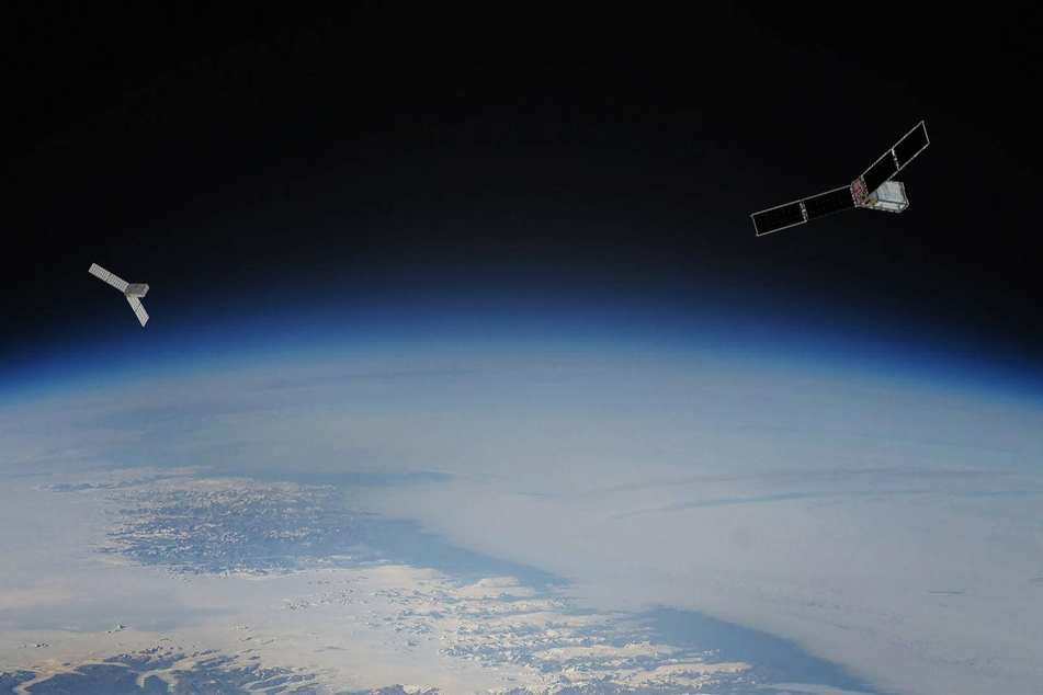 A NASA PREFIRE illustration shows satellites over the Earth to monitor the impacts of climate change.