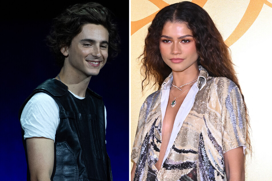 Zendaya and Timothée Chalamet rock matching outfits and talk Dune: Part Two