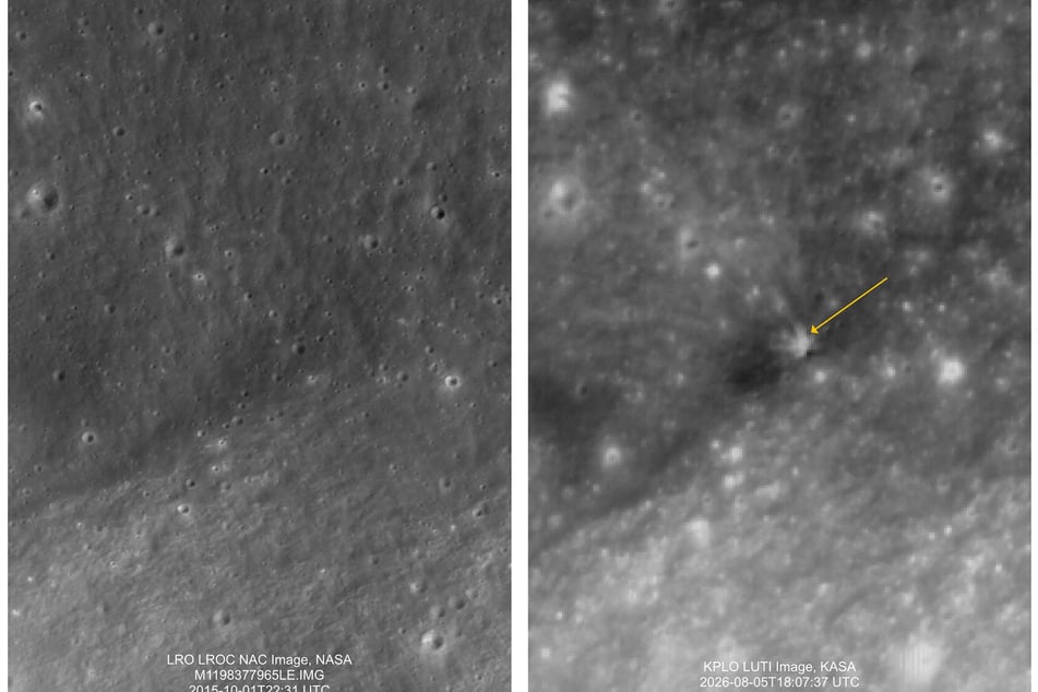The Korean space agency published pictures of the new crater on August 6, taken a day earlier by Korea Pathfinder Lunar Orbiter (KPLO), aka Danuri.