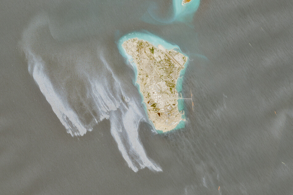 A satellite image shows a likely oil spill covering more than 20 square miles near Iran's Kharg Island on May 6, 2026.