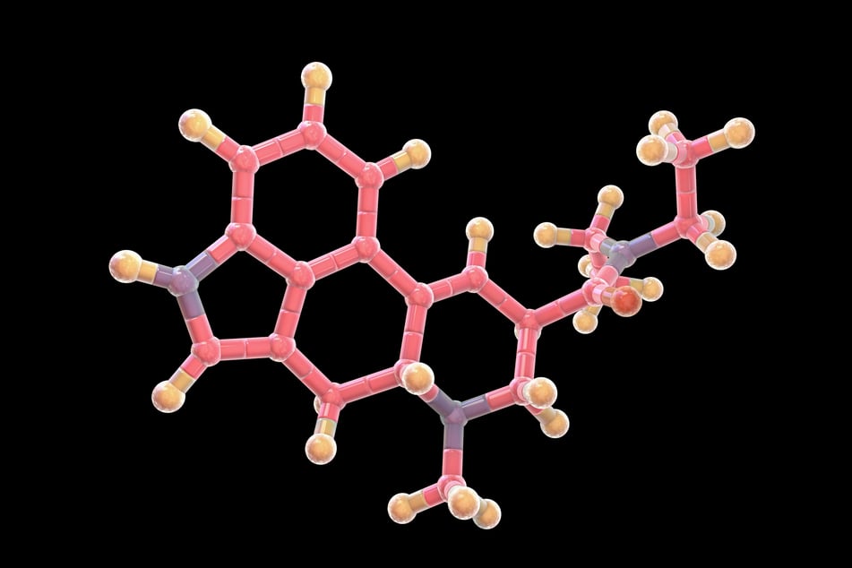 A model shows the molecule lysergic acid diethylamide – now commonly known as LSD.