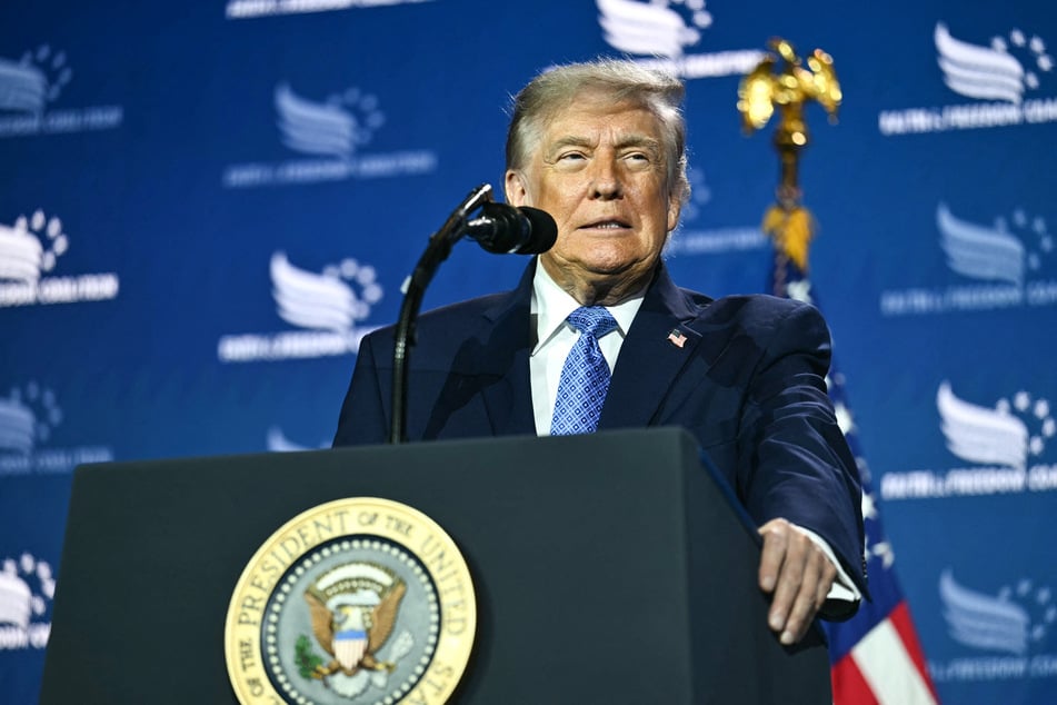 President Donald Trump speaks during the Faith & Freedom Coalition's 2026 Policy Conference at the Washington Hilton, in Washington, DC on Friday.