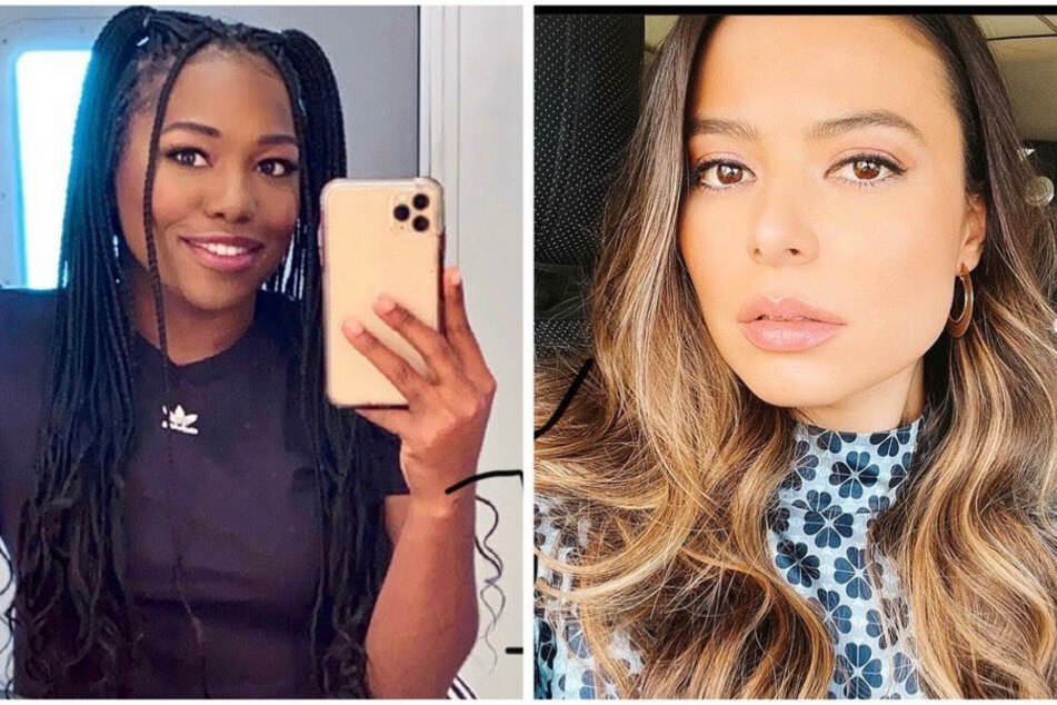 Miranda Cosgrove (r) defended her costar, Laci Mosley (r) after she was attacked on social media.