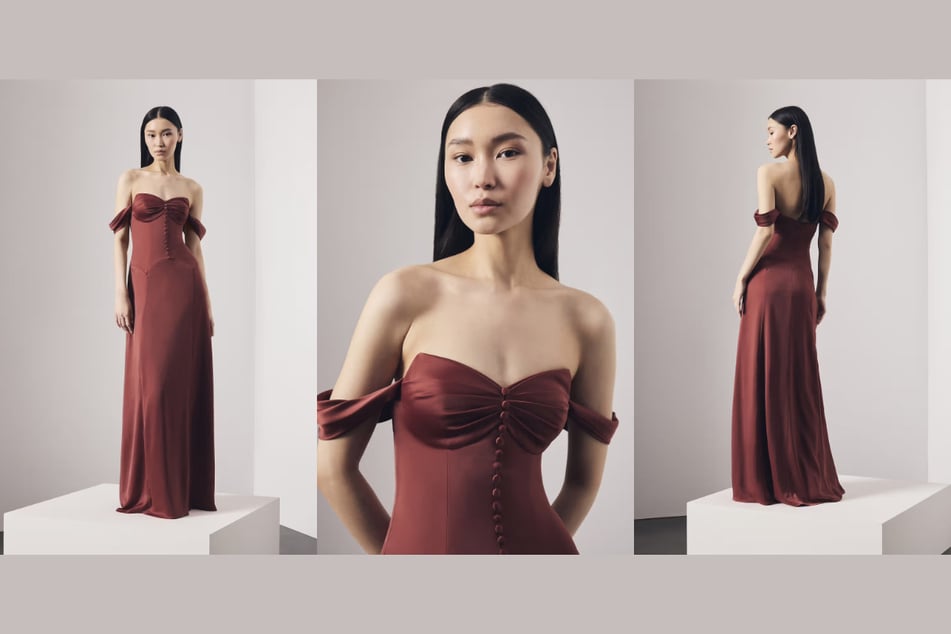 Vera Wang Charmeuse A-Line Dress with Button Bodice