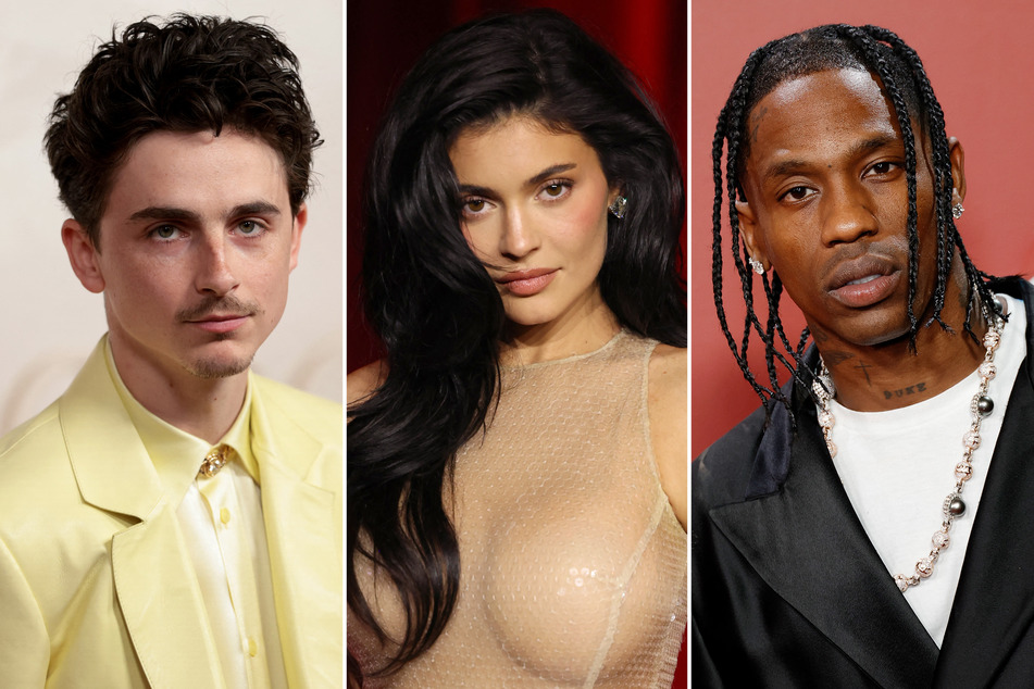 Kylie Jenner and Timothée Chalamet (l.) were spotted packing on the PDA at Coachella's opening weekend, where the reality star's ex Travis Scott (r.) performed a headlining set.