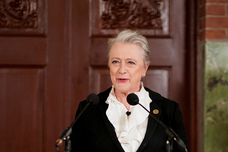 Berit Reiss-Andersen, head of the Nobel Committee, announces the winner of this year's peace prize at the Nobel Institute in Oslo, Norway.