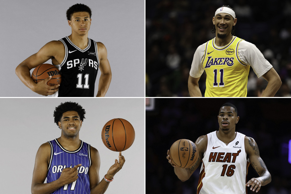 Clockwise from top l.: Carter Bryant, Jaxson Hayes, Keshad Johnson, and Jase Richardson will compete in the Slam Dunk Contest at next week's NBA All-Star festivities in Los Angeles.