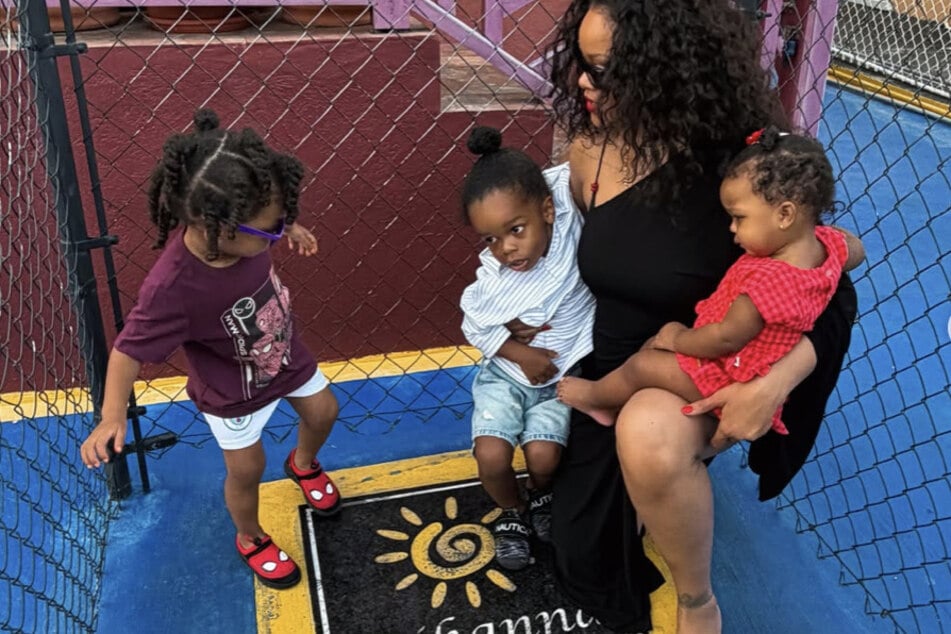 Rihanna took her three kids to the street in Barbados where she grew up.