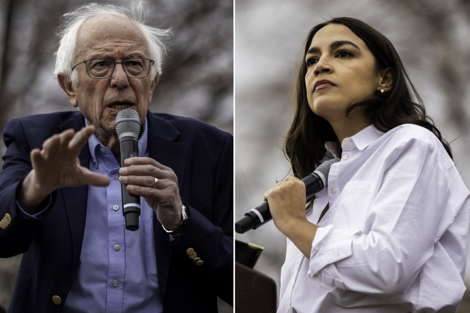Senator Bernie Sanders (l.) and Representative Alexandria Ocasio-Cortez blamed Republicans for the ongoing government shutdown during a joint CNN town hall appearance.