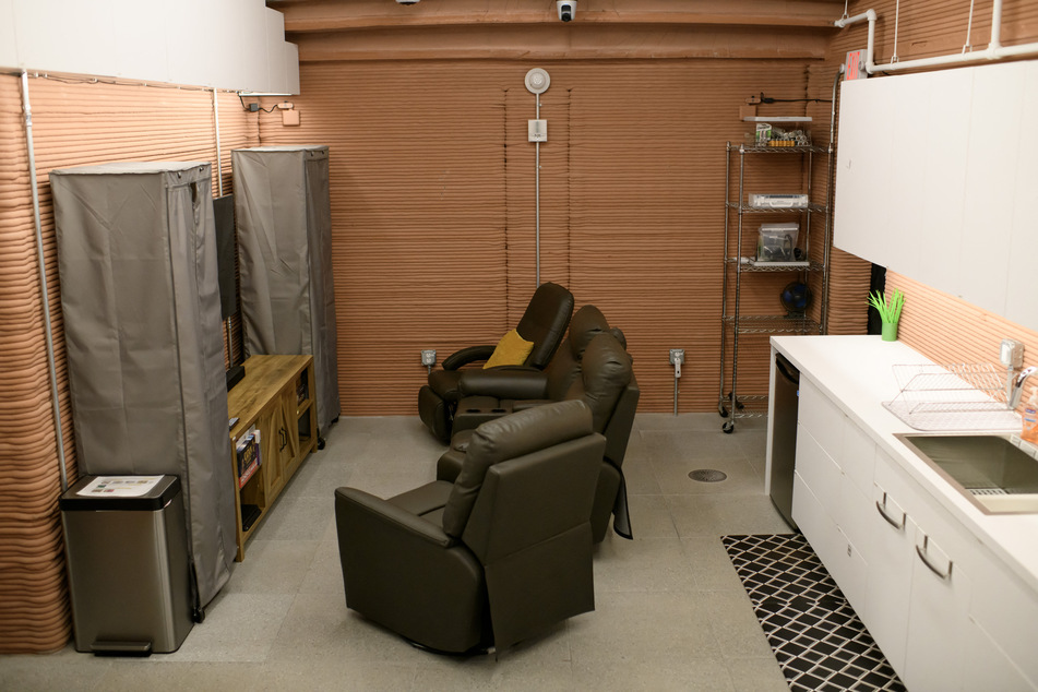 The living room/dining area inside of CHAPEA’s Mars Dune Alpha at the Johnson Space center in Houston, Texas on April 11, 2023.