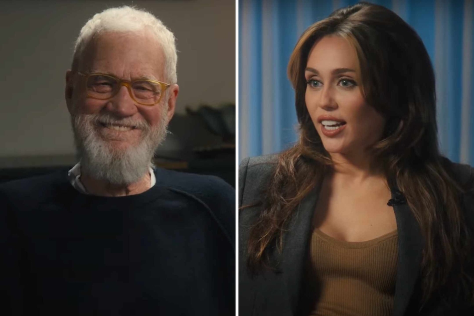 Miley Cyrus (r.) was featured in the new trailer for season 5 of David Letterman's (l.) Netflix interview show My Next Guest Needs No Introduction.