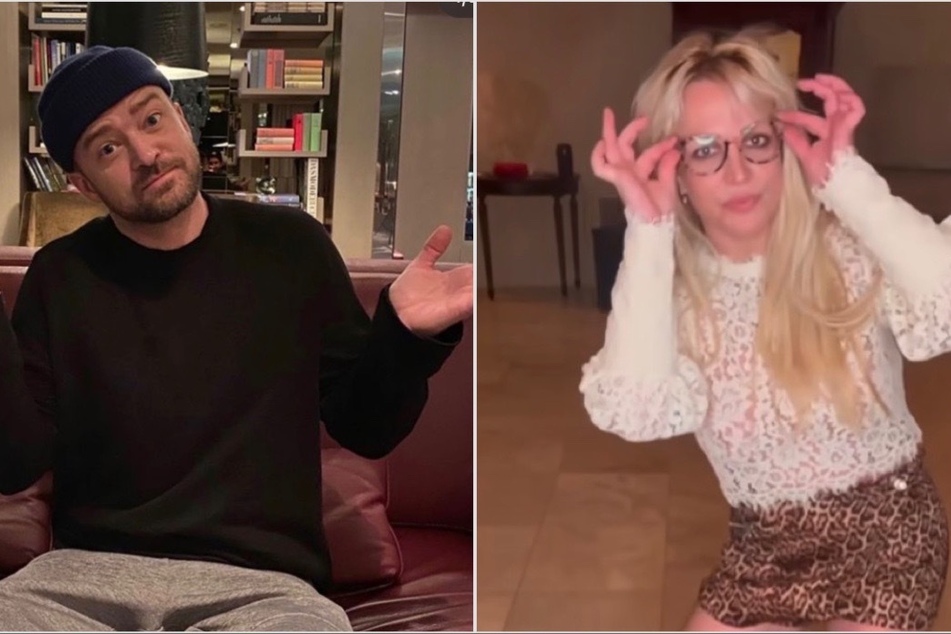 Britney Spears went off on Justin Timberlake (l) suggesting that the exes may never be on good terms.