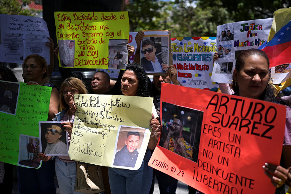 Family members of Venezuelans disappeared in El Salvador's maximum security prison have been out protesting.