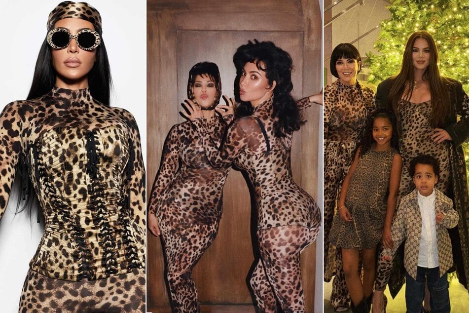 Khloé Kardashian, her daughter True, momager Kris Jenner, Kim Kardashian, and Kourtney Kardashian all getting in on the animal print trend!