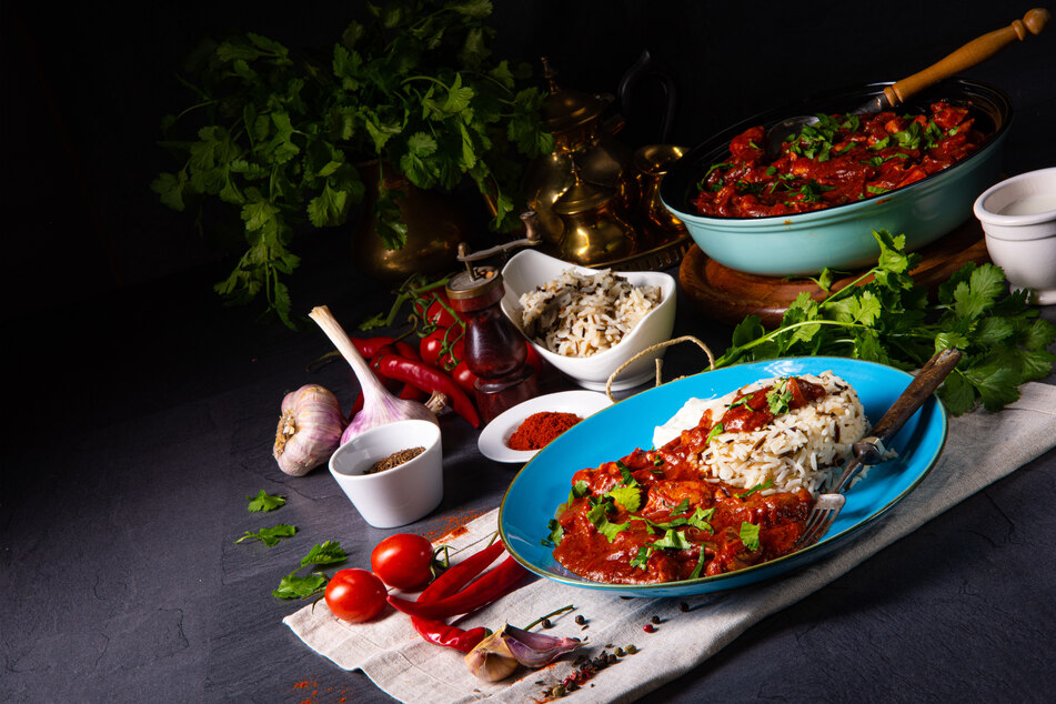 Chicken tikka masala is a rich tomato-based curry.