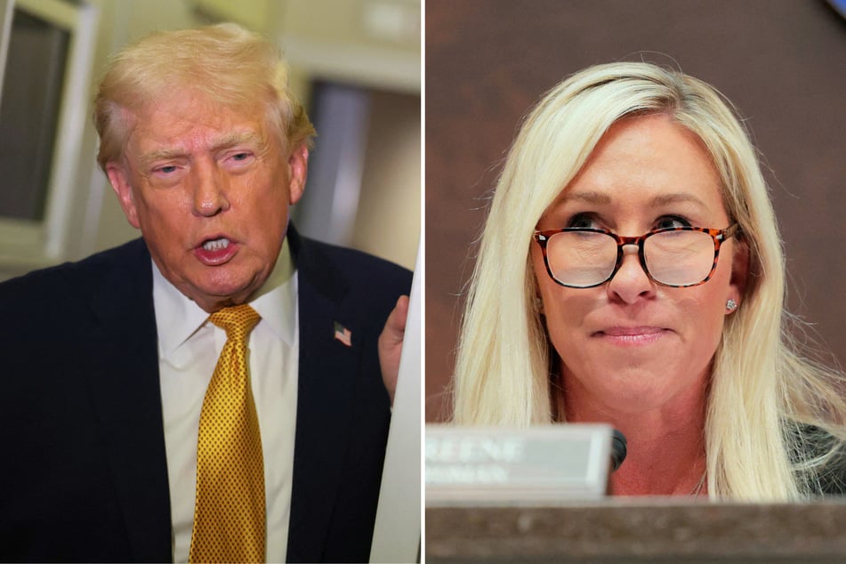 In a recent interview, Marjorie Taylor Greene (r.) slammed Donald Trump for going against his "America First" values with his invasion of Venezuela.