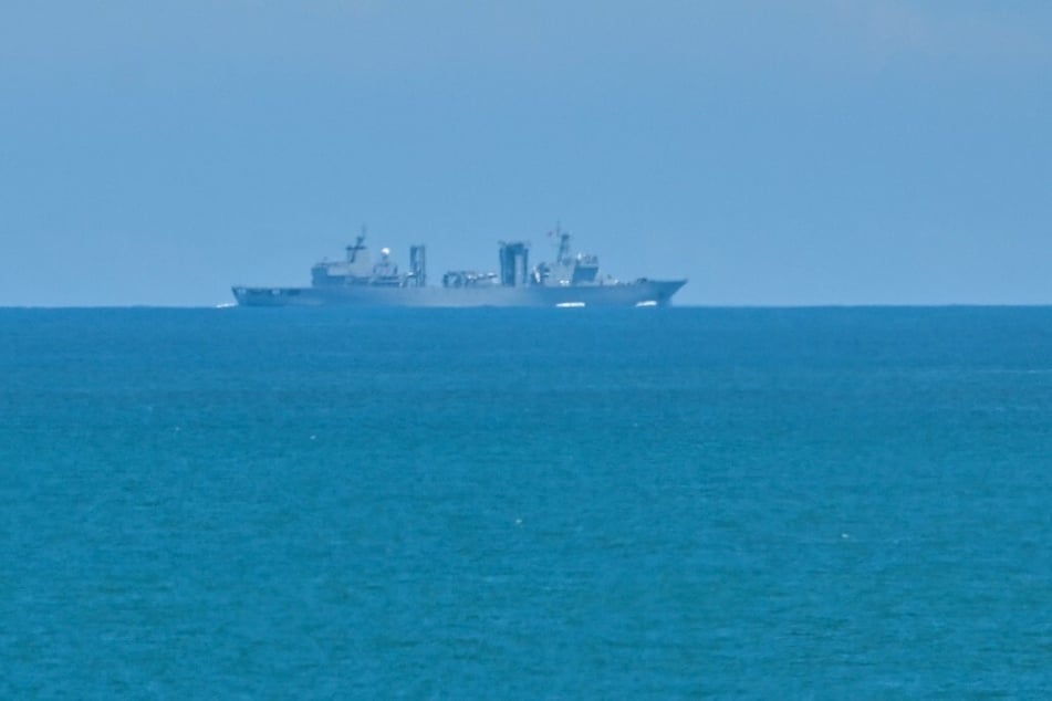 A Chinese military vessel sails off Pingtan Island, one of mainland China's closest point from Taiwan.