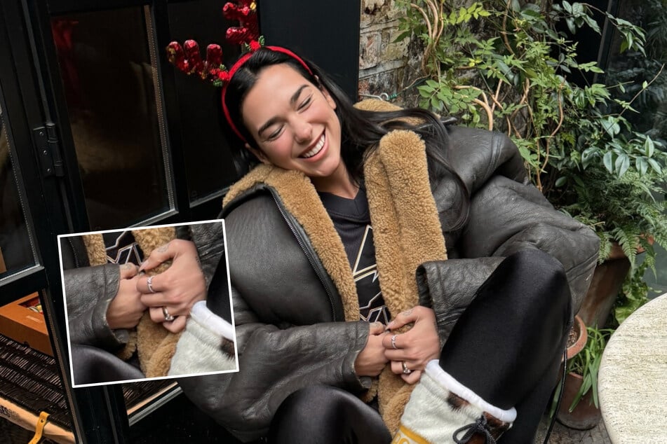 What's that sparkle on Dua Lipa's ring finger?