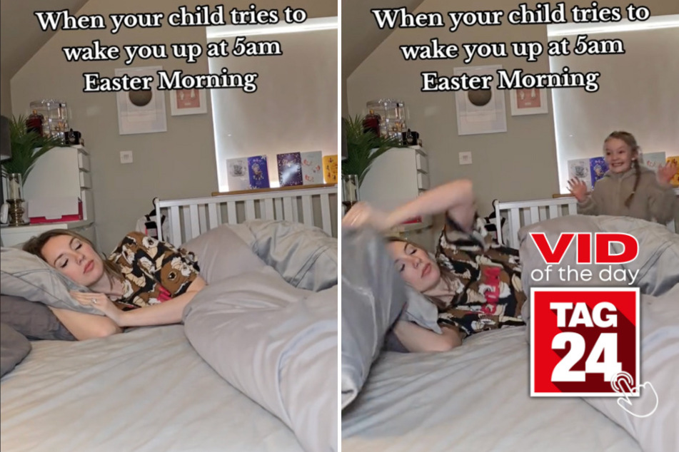 Viral Video of the Day for March 31, 2024: Daughter tries to wake mom up early for Easter – then disaster!