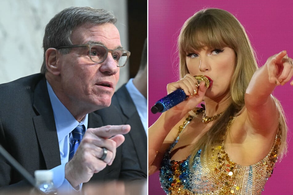 Taylor Swift (r.) was unexpectedly name-dropped in a Senate hearing discussing the recent security breach that involved a reporter being accidentally added to a group chat discussing plans for a strike on Yemen.