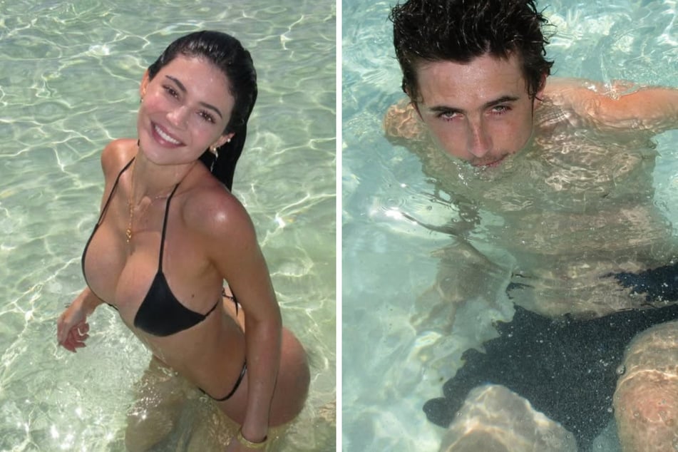 Kylie Jenner (l.) and Timothée Chalamet both dropped photos from what appears to the same beach this week.