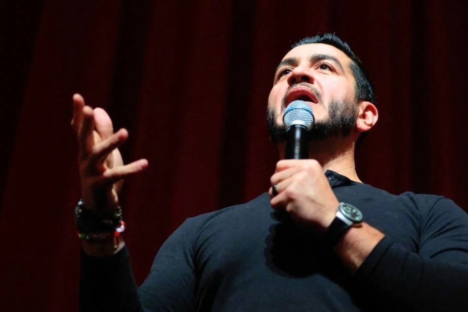Michigan Democratic Senate candidate Abdul El-Sayed speaks during a campaign event at the Frauenthal Theater on October 11, 2026 in Muskegon, Michigan. In a recent interview, Senate candidate Abdul El-Sayed again attempted to squash right-wing rumors that he has deep ties with the Society of Muslim Brotherhood.