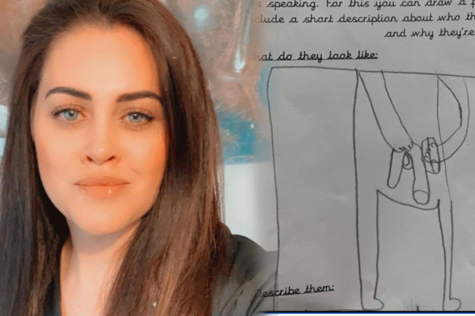 It's no wonder this mother couldn't resist laughing when she saw the picture her son drew (collage).